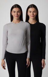 2 PK Cationic Jersey Crew Neck Top with Side Ruching and Everyday Crew Neck Top