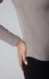 2 PK Cationic Jersey Crew Neck Top with Side Ruching and Everyday Crew Neck Top
