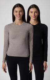 2 PK Cationic Jersey Crew Neck Top with Side Ruching and Everyday Crew Neck Top