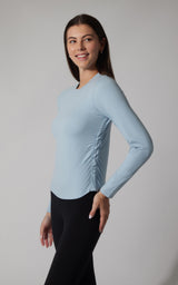 2 PK Cationic Jersey Crew Neck Top with Side Ruching and Everyday Crew Neck Top