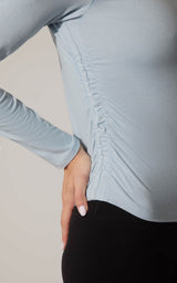 2 PK Cationic Jersey Crew Neck Top with Side Ruching and Everyday Crew Neck Top