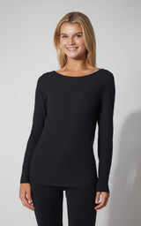 2 PK Heavenly Ribbed Boat Neck Long Sleeve Top - Our Cafe Story - 90 Degree by Reflex
