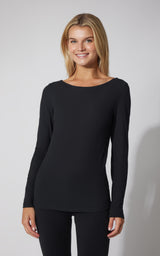 2 PK Heavenly Ribbed Boat Neck Long Sleeve Top - 90 Degree by Reflex
