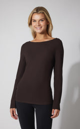 2 PK Heavenly Ribbed Boat Neck Long Sleeve Top - 90 Degree by Reflex
