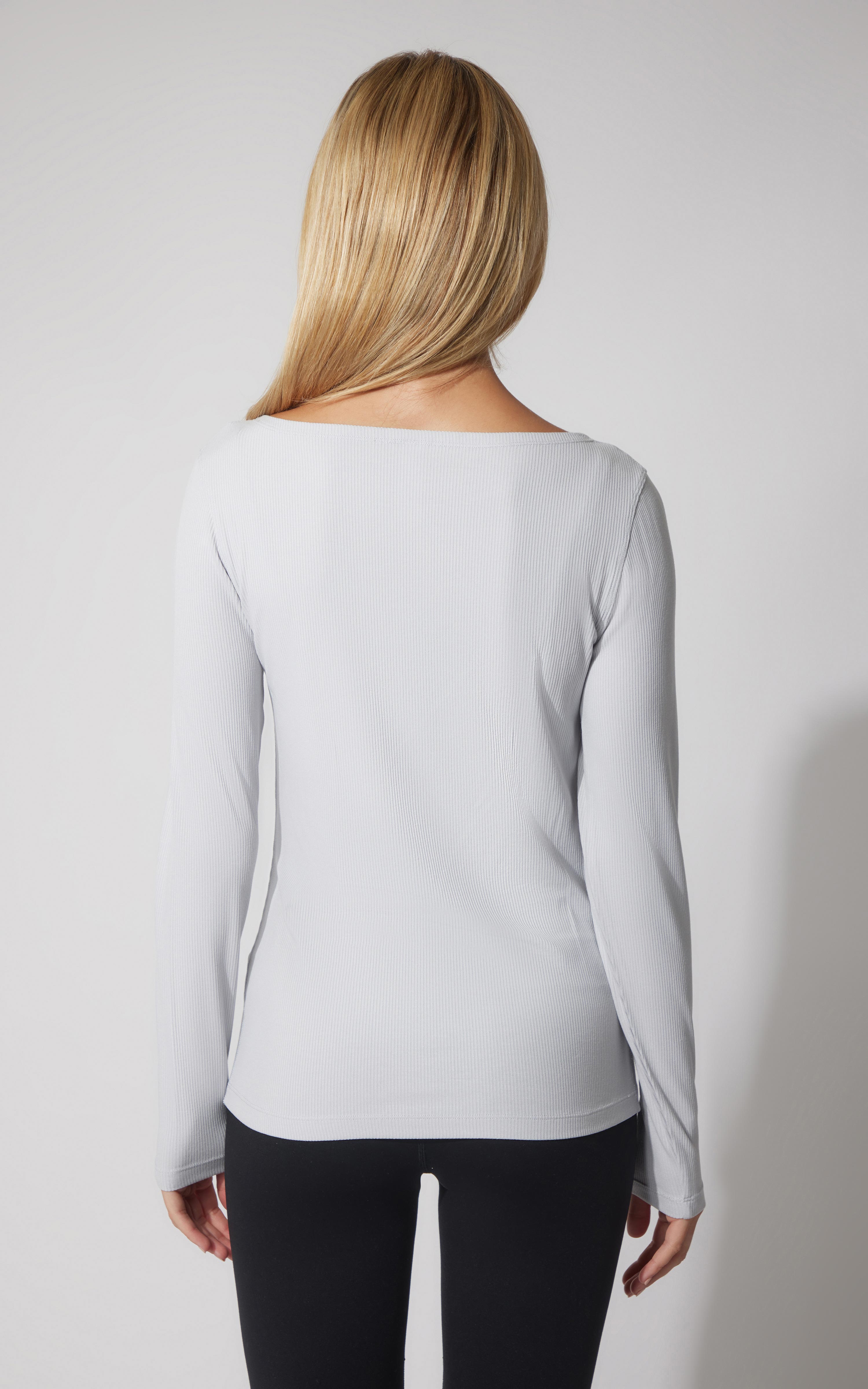 2 PK Heavenly Ribbed Boat Neck Long Sleeve Top