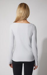 2 PK Heavenly Ribbed Boat Neck Long Sleeve Top - Our Cafe Story - 90 Degree by Reflex