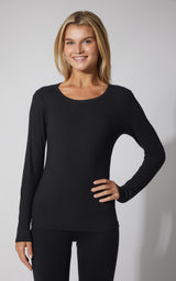 2 PK Heavenly Ribbed Scoop Neck Long Sleeve Top - 90 Degree by Reflex