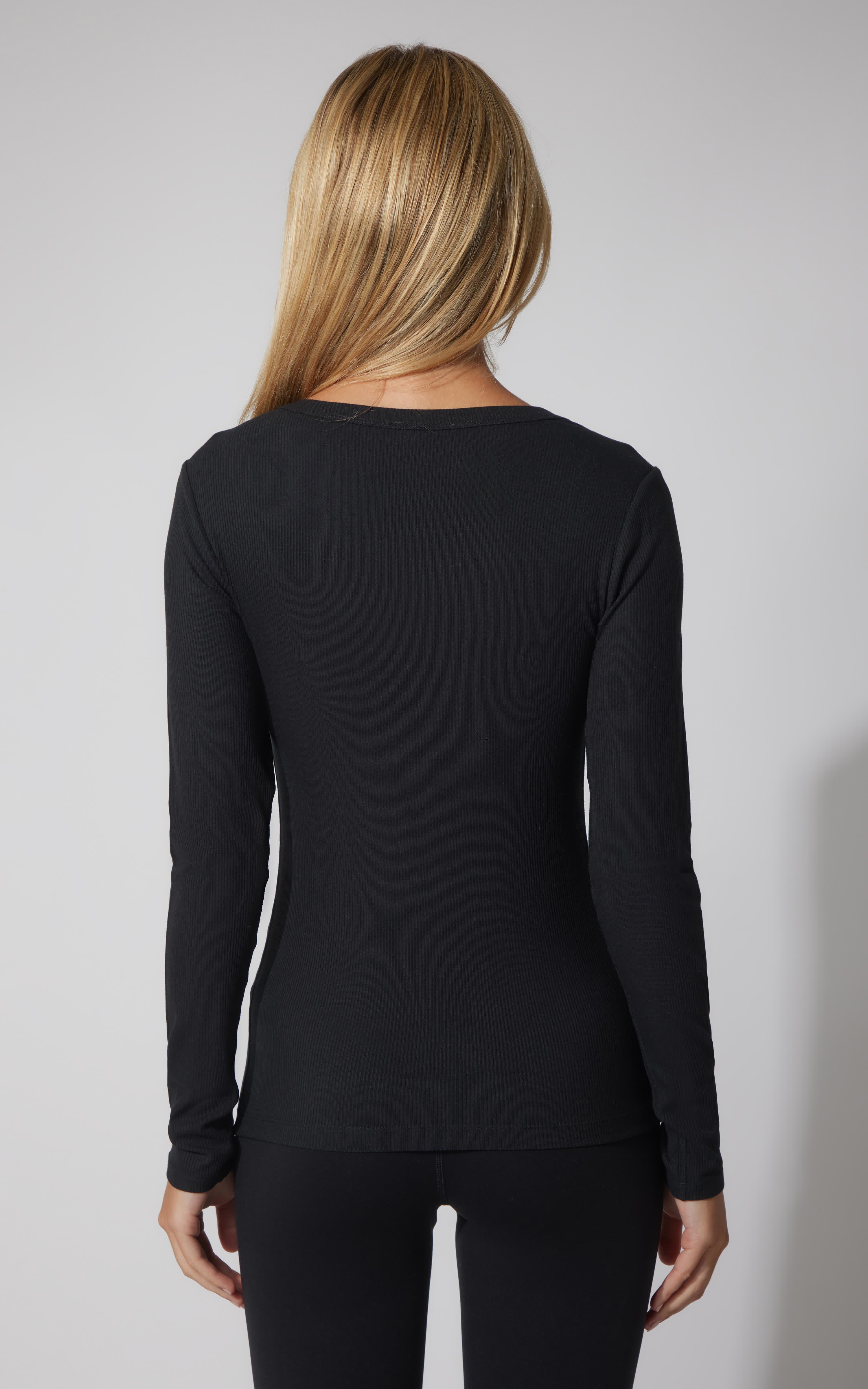 2 PK Heavenly Ribbed Scoop Neck Long Sleeve Top - 90 Degree by Reflex