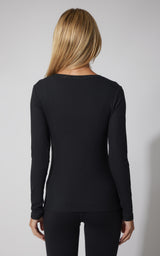 2 PK Heavenly Ribbed Scoop Neck Long Sleeve Top - 90 Degree by Reflex