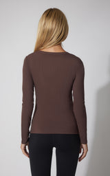 2 PK Heavenly Ribbed Scoop Neck Long Sleeve Top - Our Cafe Story - 90 Degree by Reflex