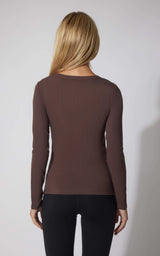 2 PK Heavenly Ribbed Scoop Neck Long Sleeve Top - 90 Degree by Reflex