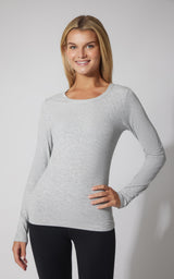 2 PK Heavenly Ribbed Scoop Neck Long Sleeve Top - Our Cafe Story - 90 Degree by Reflex