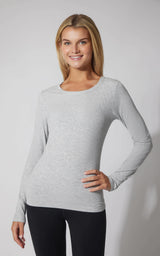 2 PK Heavenly Ribbed Scoop Neck Long Sleeve Top - 90 Degree by Reflex