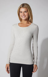 2 PK Heavenly Ribbed Scoop Neck Long Sleeve Top - 90 Degree by Reflex