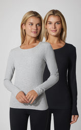 2 PK Heavenly Ribbed Scoop Neck Long Sleeve Top