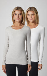2 PK Heavenly Ribbed Scoop Neck Long Sleeve Top