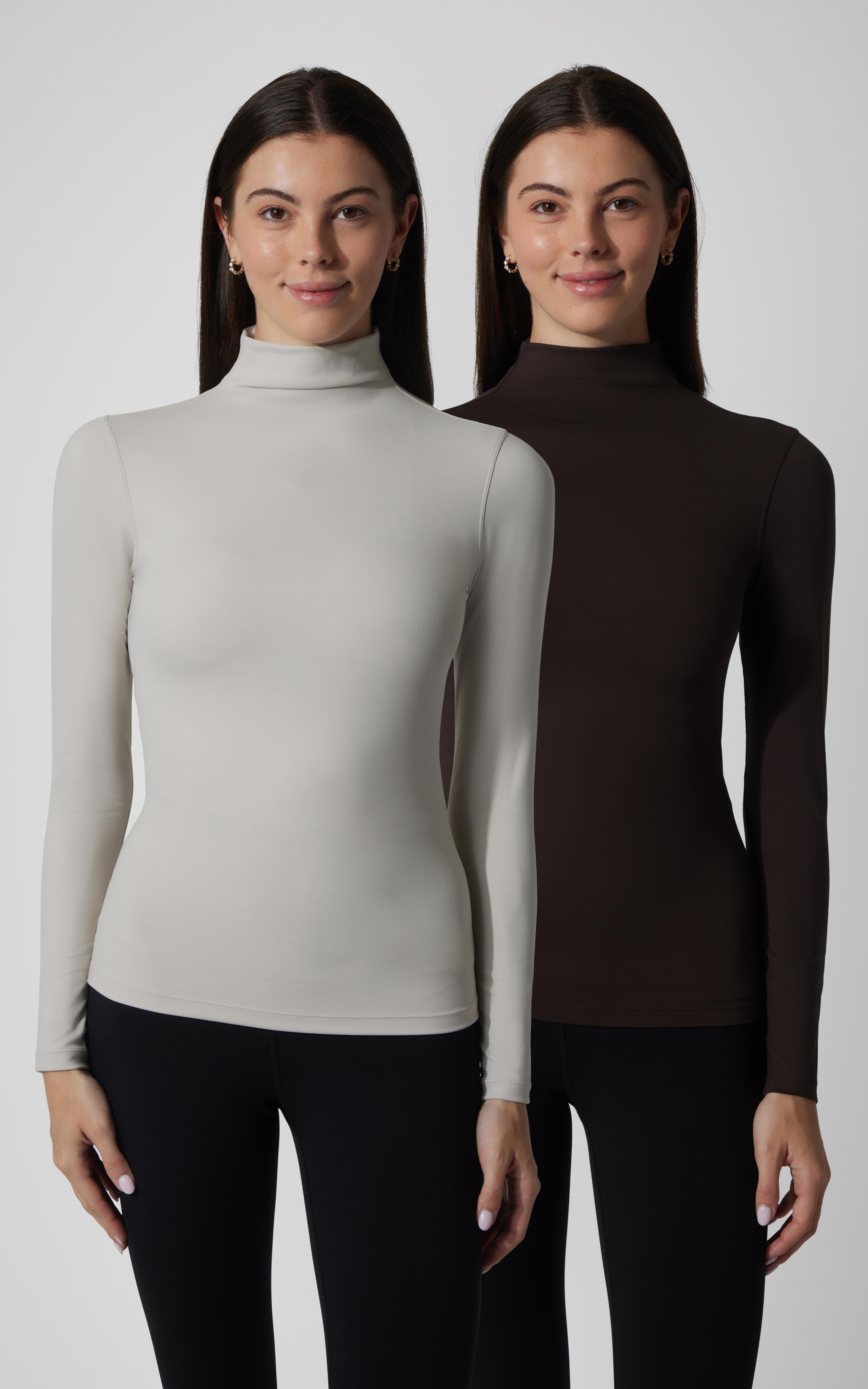2 PK Zenly Evelyn Mock Neck Long Sleeve Top