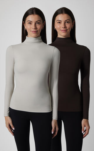 2 PK Zenly Evelyn Mock Neck Long Sleeve Top