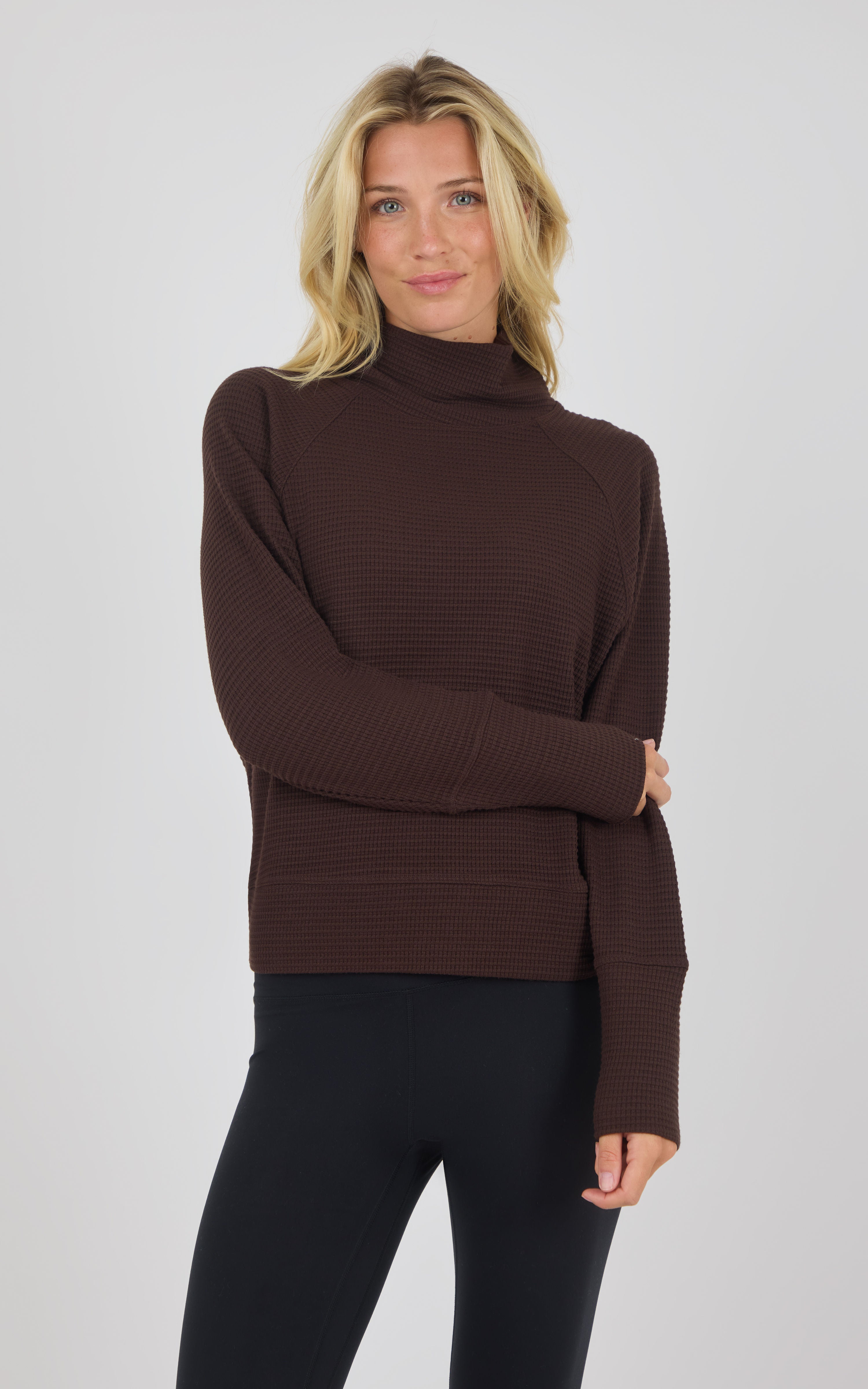 Cozy Waffle Meadowlark Funnel Neck Pullover - 90 Degree by Reflex