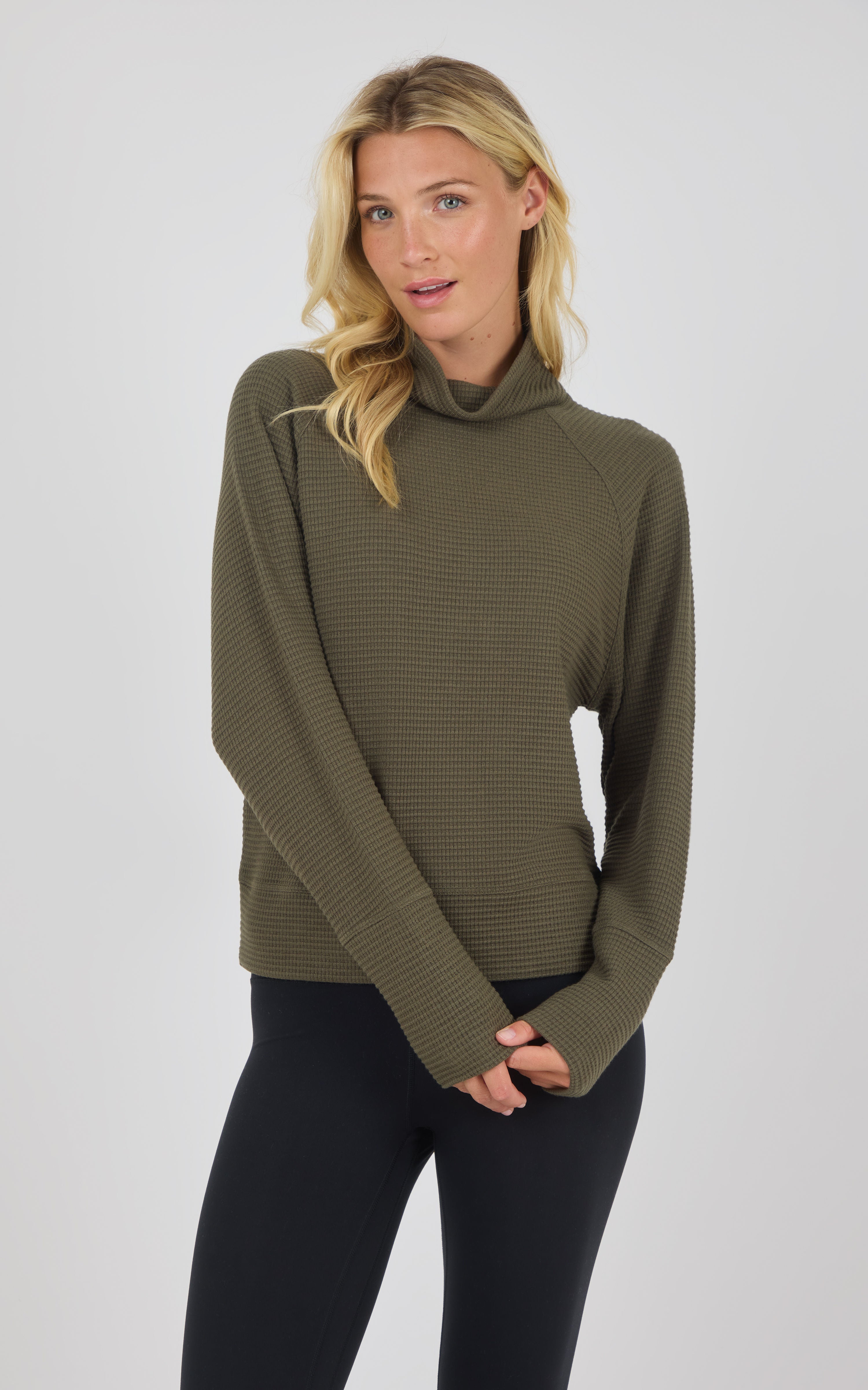 Cozy Waffle Meadowlark Funnel Neck Pullover - 90 Degree by Reflex