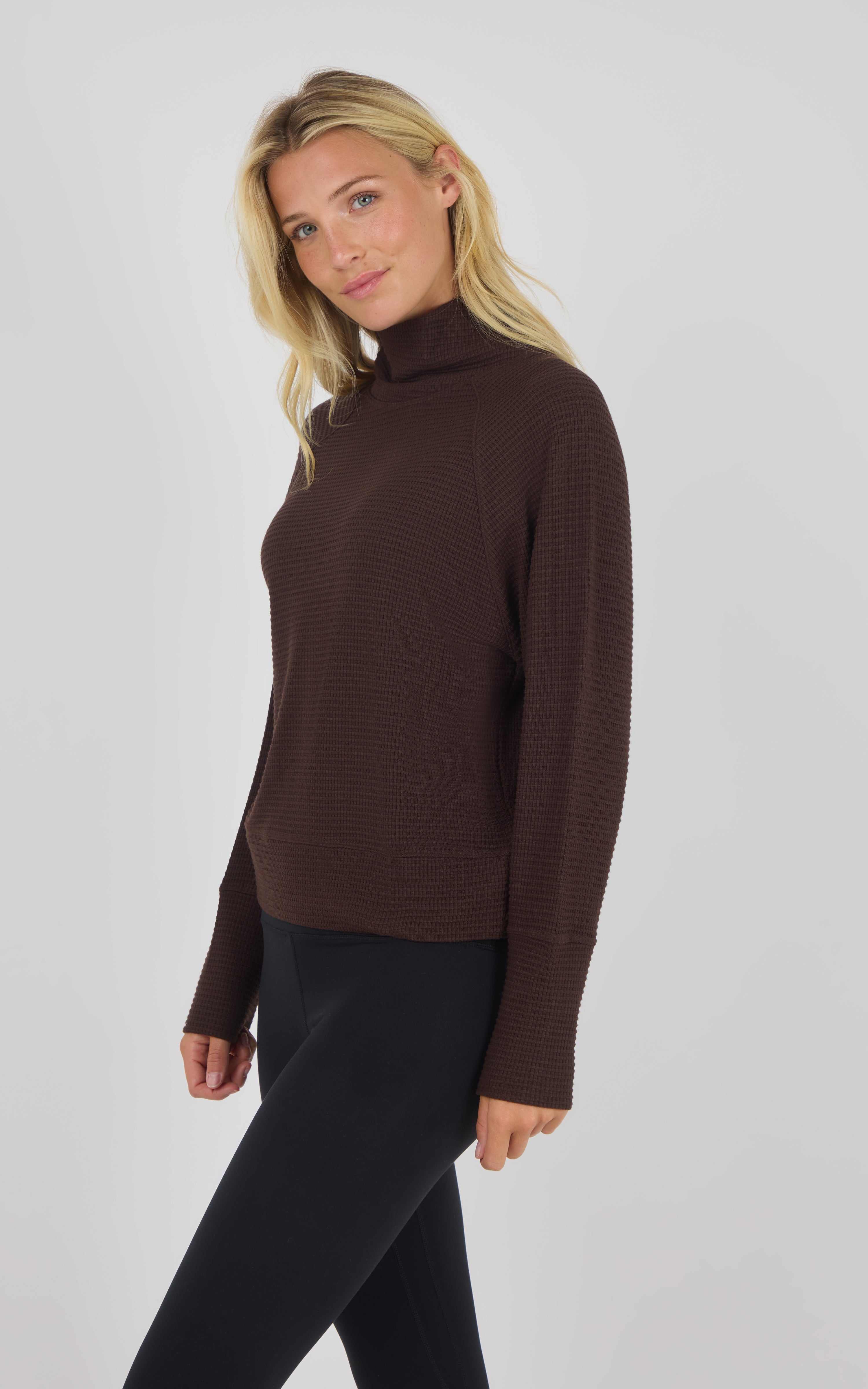 Cozy Waffle Meadowlark Funnel Neck Pullover - 90 Degree by Reflex