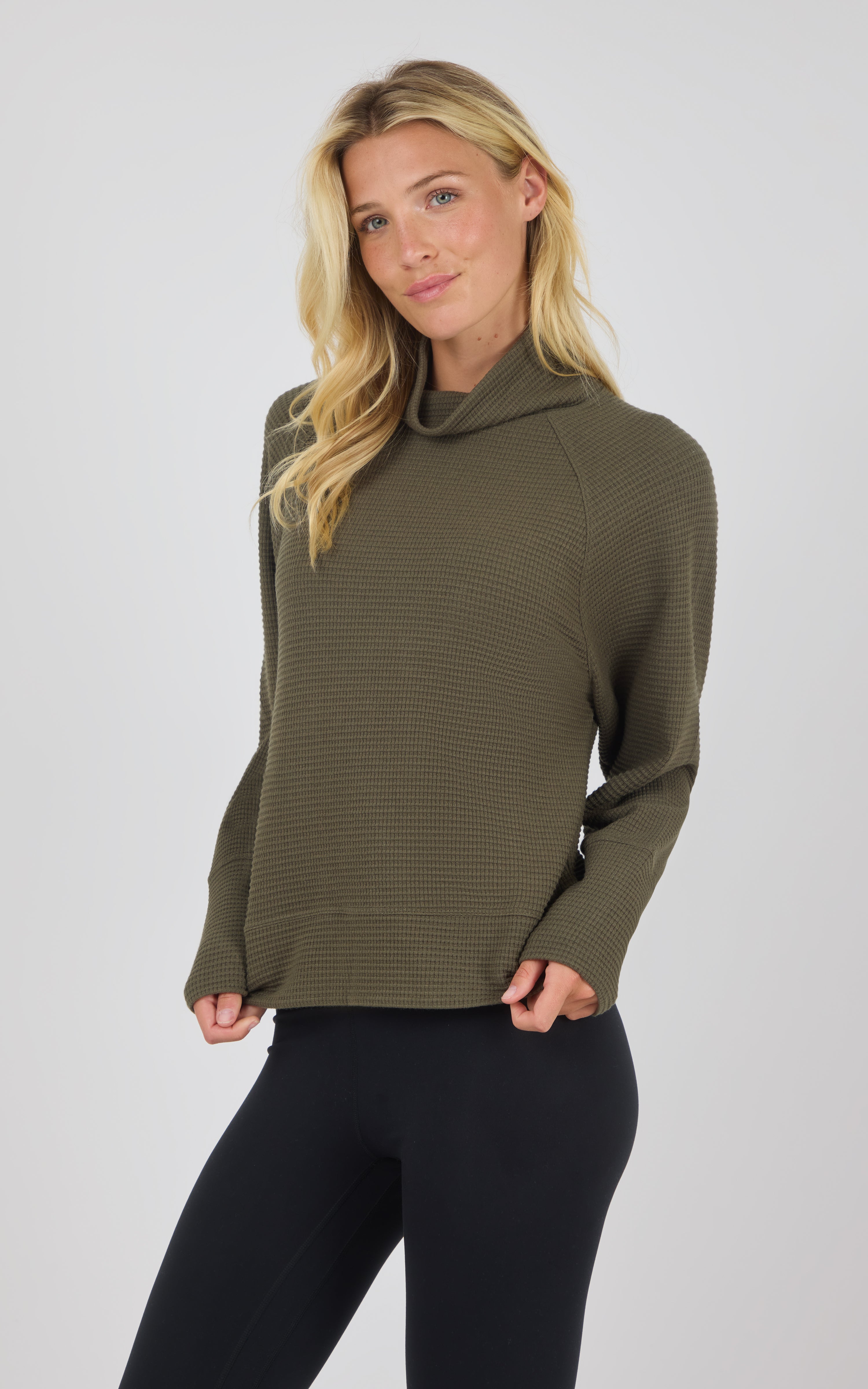 Cozy Waffle Meadowlark Funnel Neck Pullover - 90 Degree by Reflex