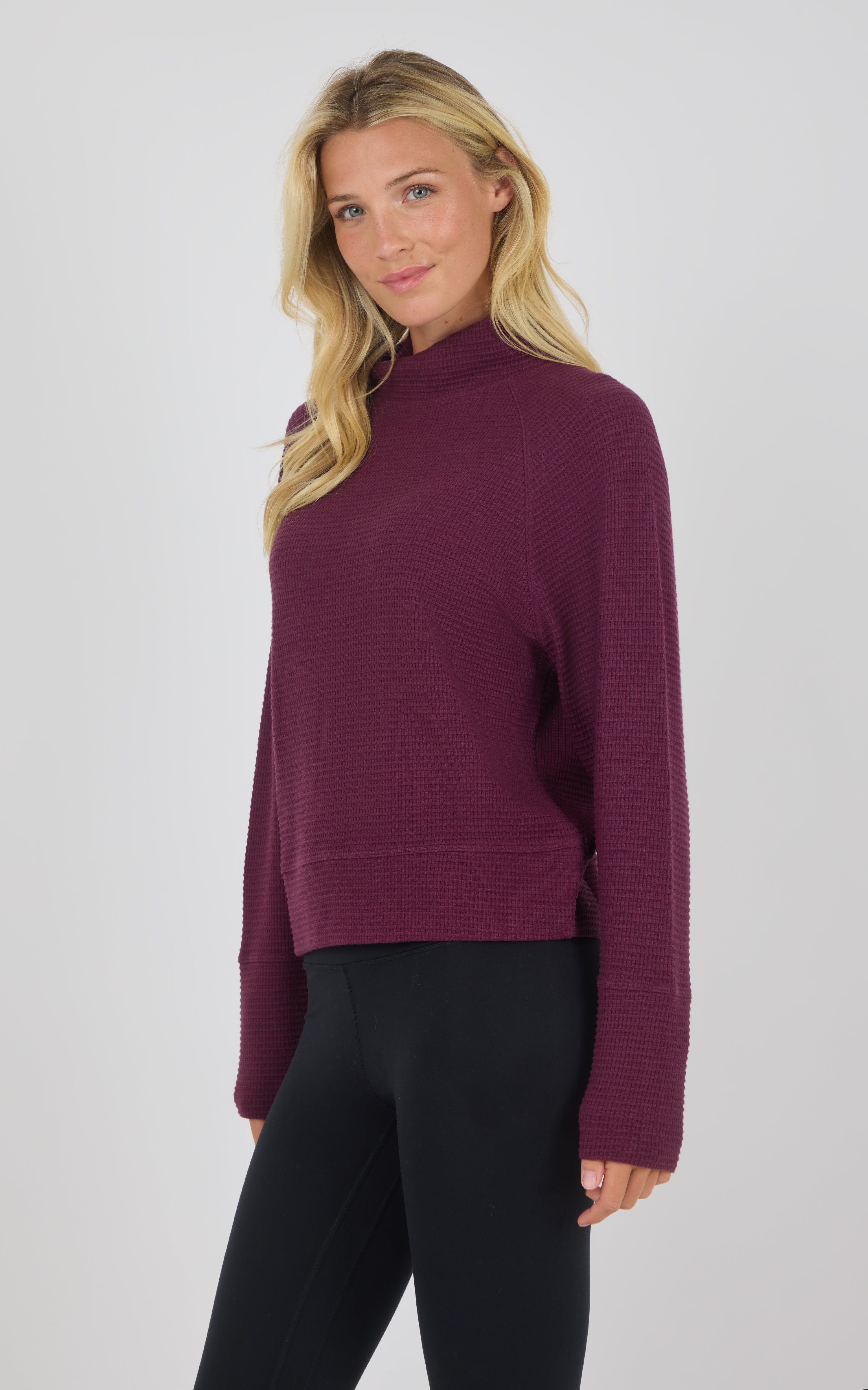Cozy Waffle Meadowlark Funnel Neck Pullover