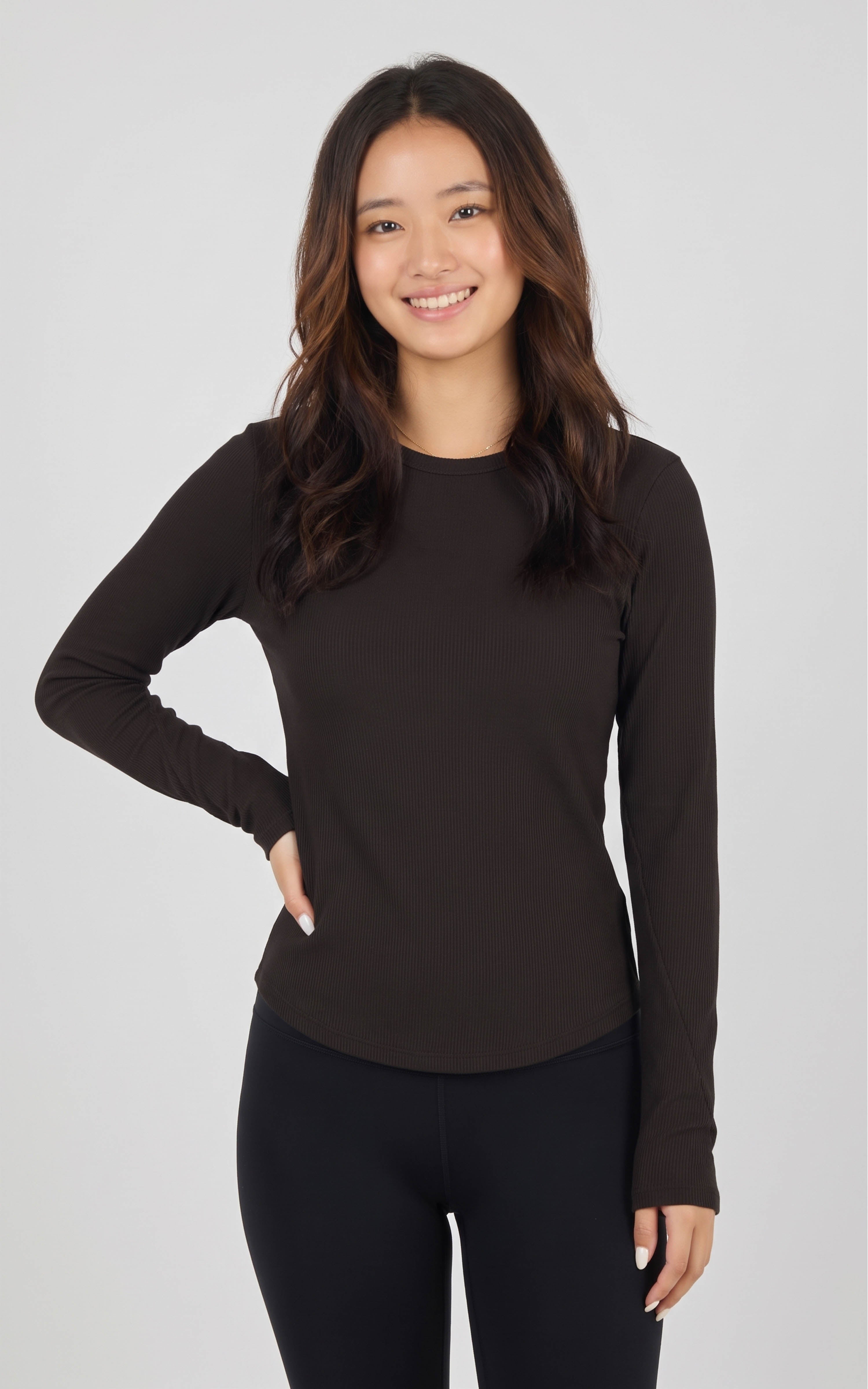 Soft Rib Liana long-sleeve two-pack | chocolate torte 01  photography