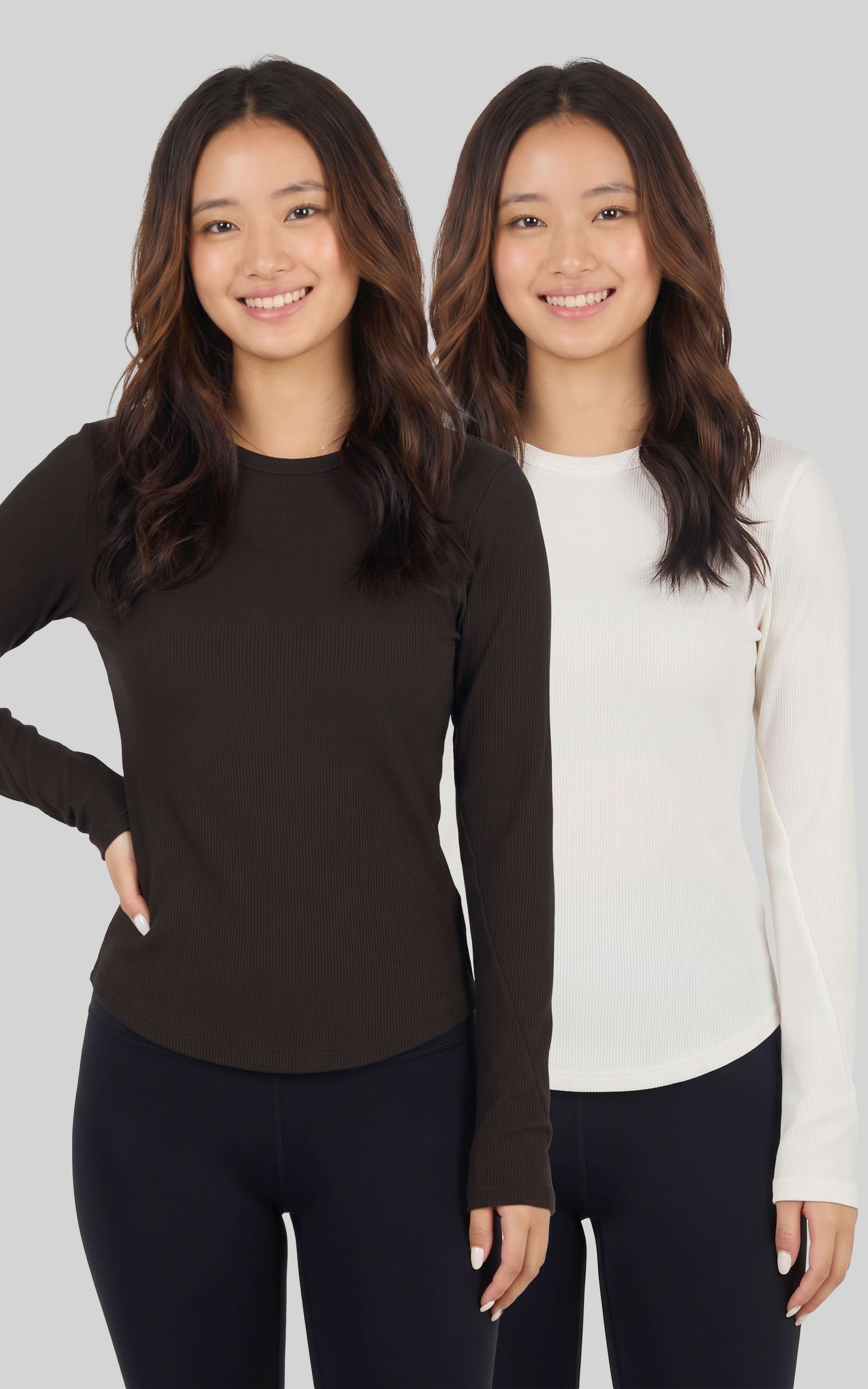 Soft Rib Liana long-sleeve two-pack | chocolate torte sugar swizzle pack photography