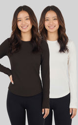 Soft Rib Liana long-sleeve two-pack | chocolate torte sugar swizzle pack photography
