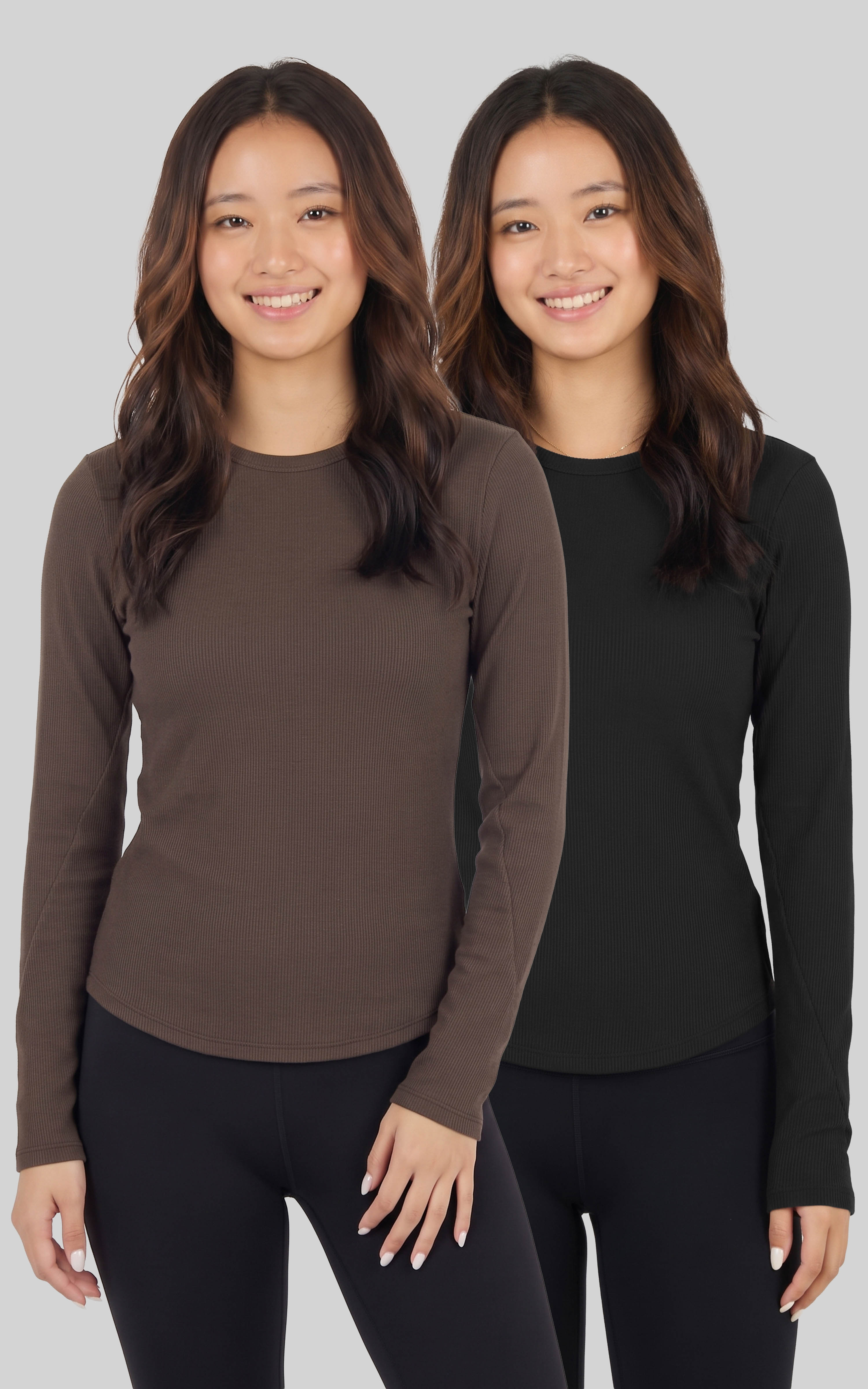 Soft Rib Liana long-sleeve two-pack | shopping bag black8885 pack photography