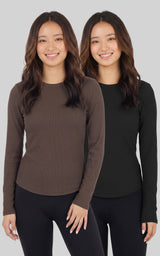 Soft Rib Liana long-sleeve two-pack | shopping bag black8885 pack photography