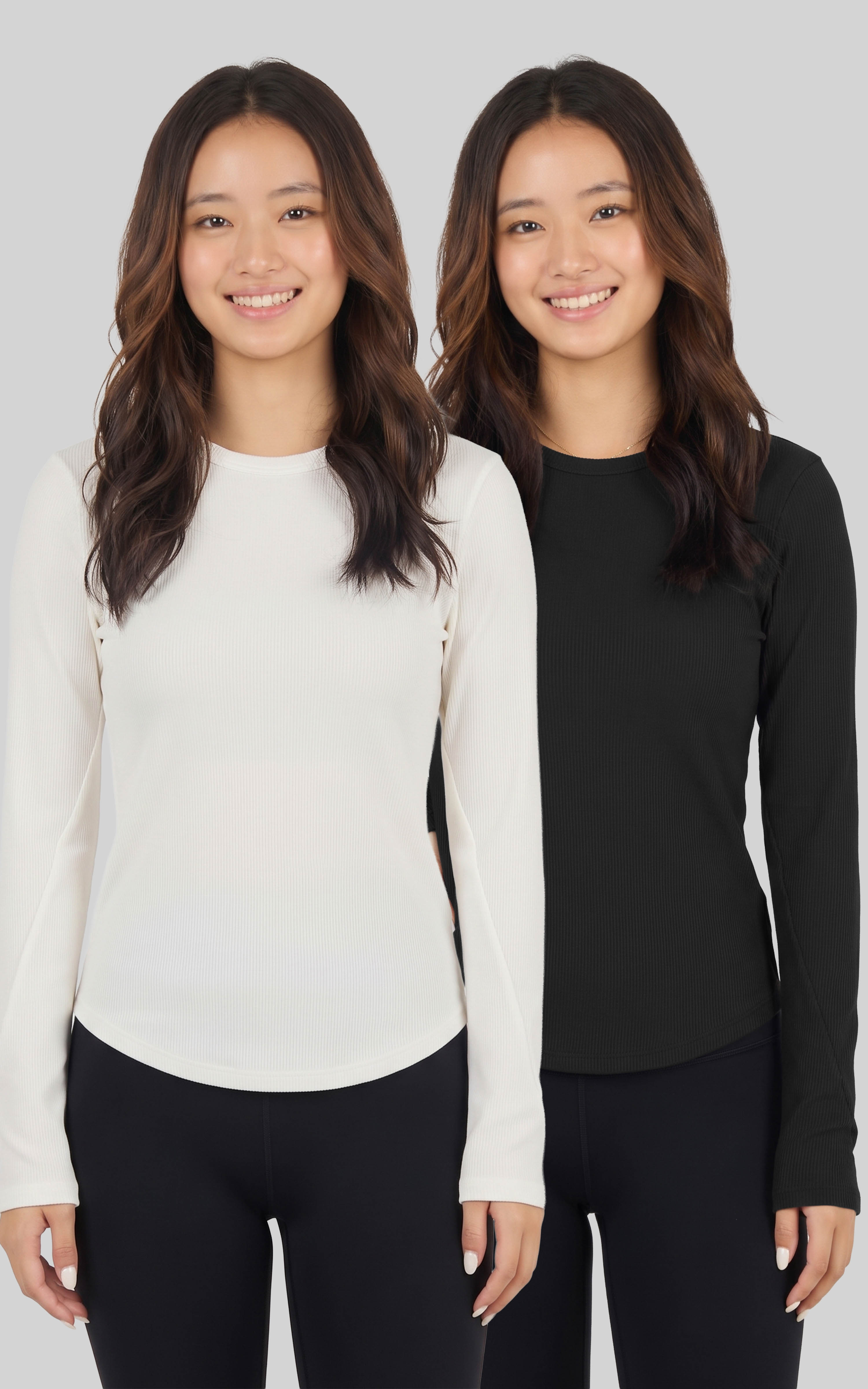 Soft Rib Liana long-sleeve two-pack | sugar swizzle black8880 pack photography