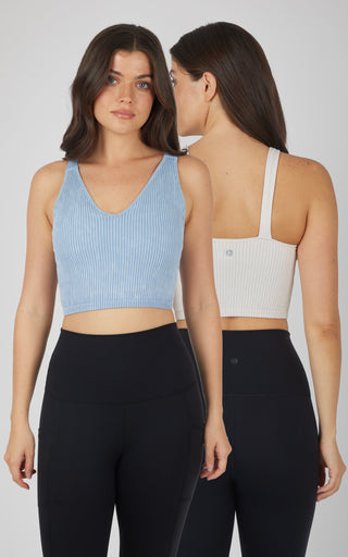 2 PK Stone Wash V-Neck Tank - Our Stone Story - 90 Degree by Reflex