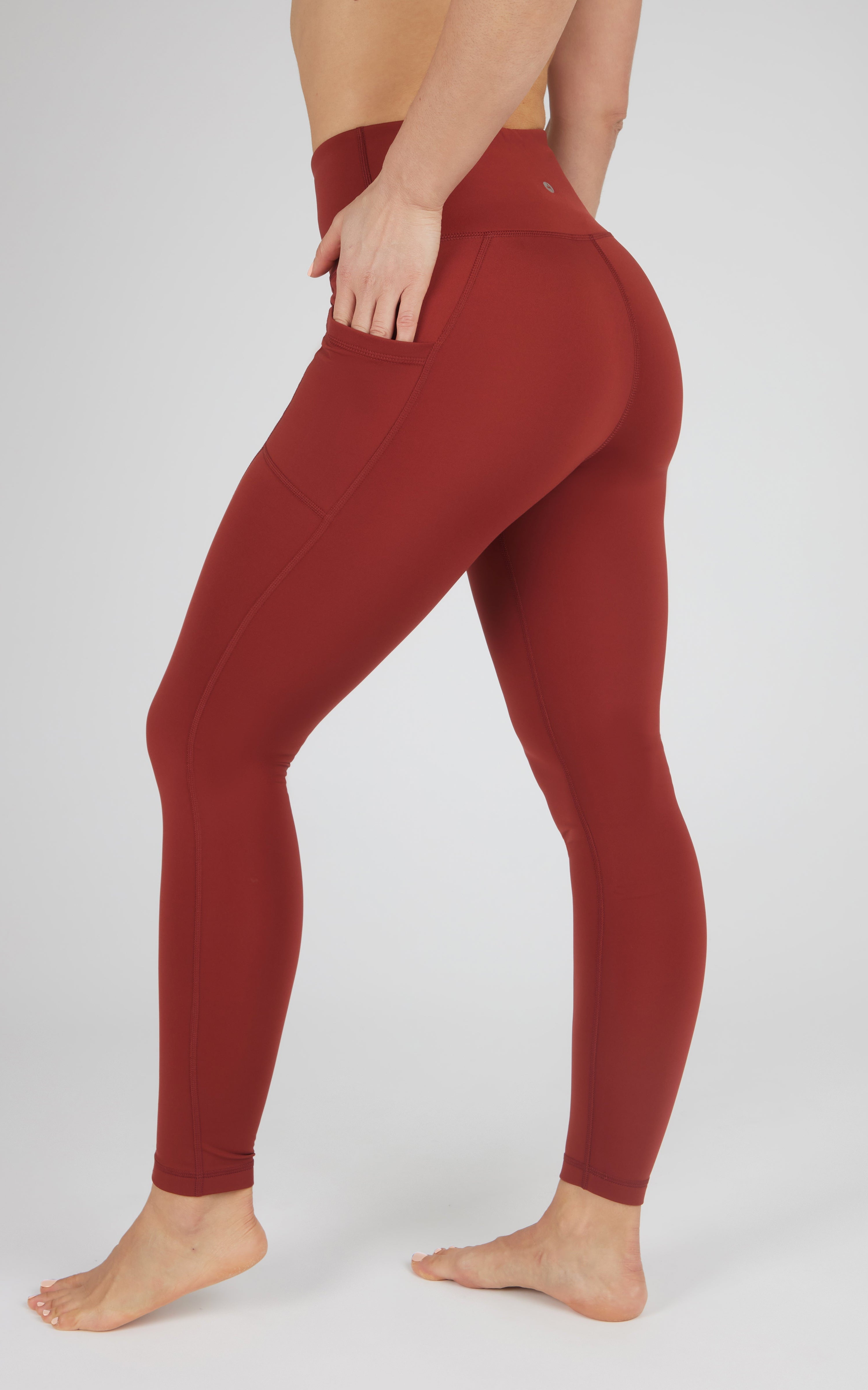 Cold Gear High Waist Fleece Lined Legging with Side Pockets - 90 Degree by Reflex