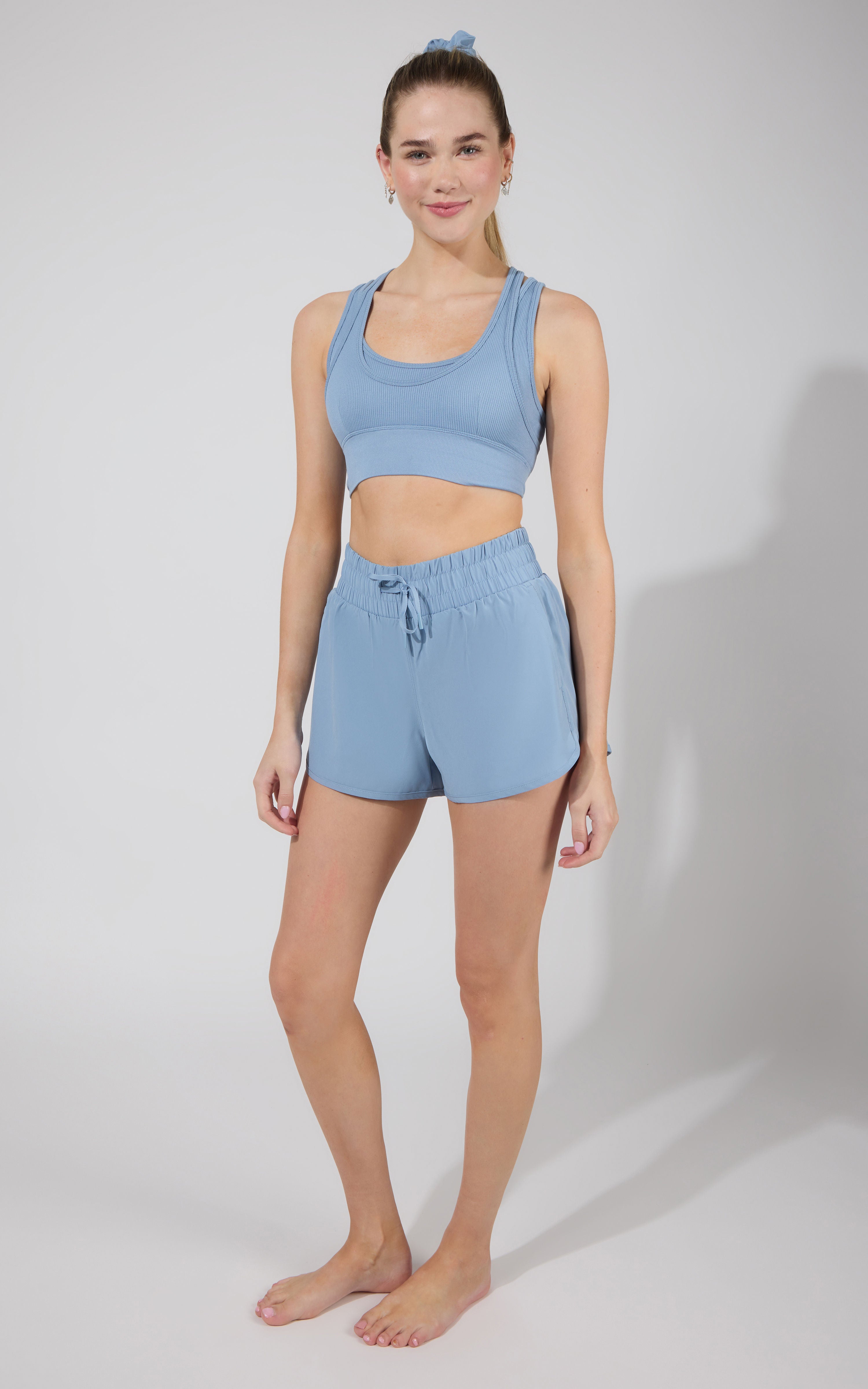 Seamless Rib Sorelle Double Layer Bra (With Cups) + Lightstreme Korra Running Short With Contrast Binding - 90 Degree by Reflex