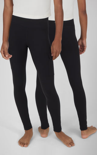 Girls 2 PK Interlock Everyday Cargo and Basic Legging - 90 Degree by Reflex
