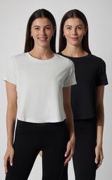 2 PK Airlite Cotton Boxy Cropped Short Sleeve Tee