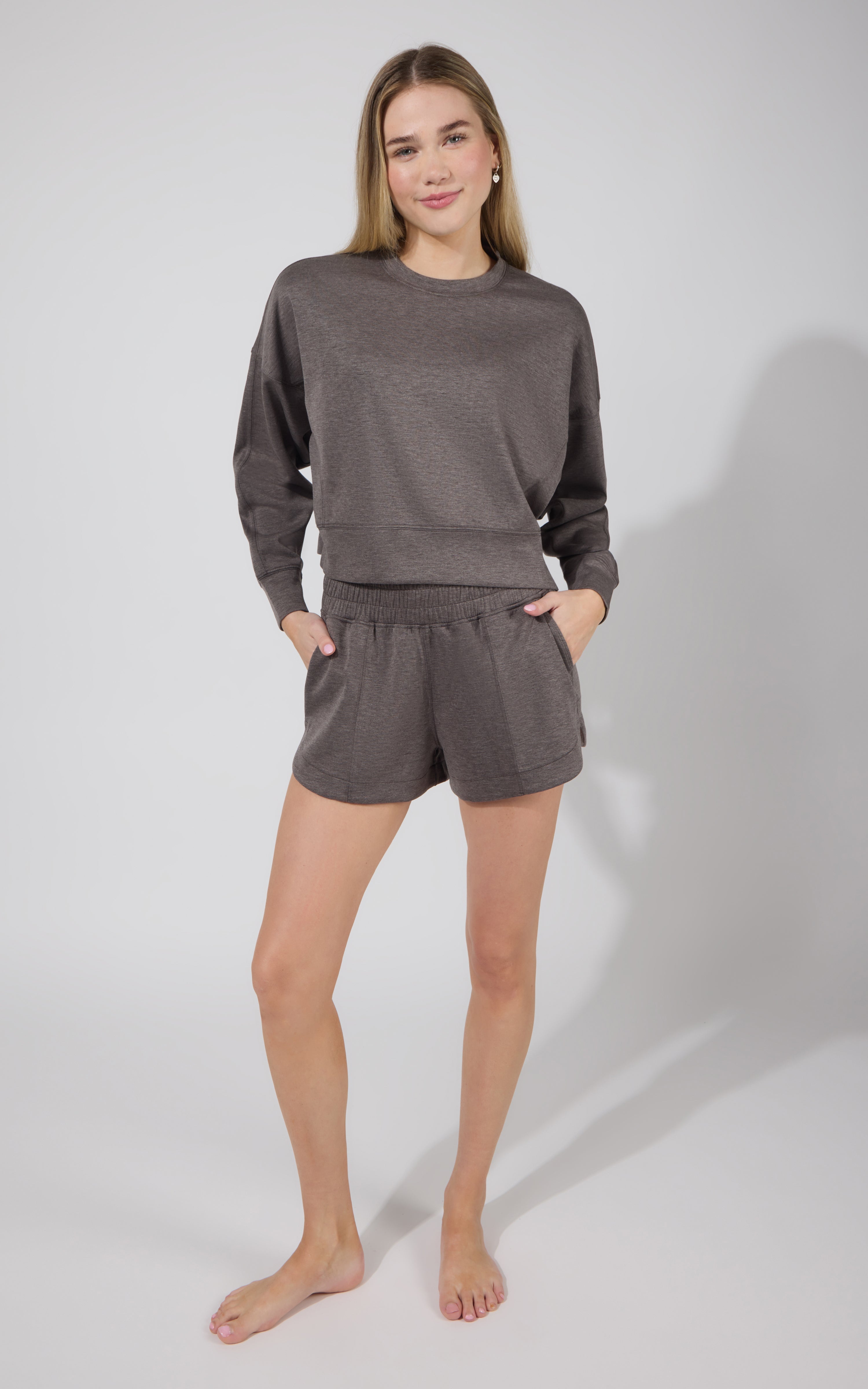 Softlite Pullover Sweatshirt and Short Set - 90 Degree by Reflex