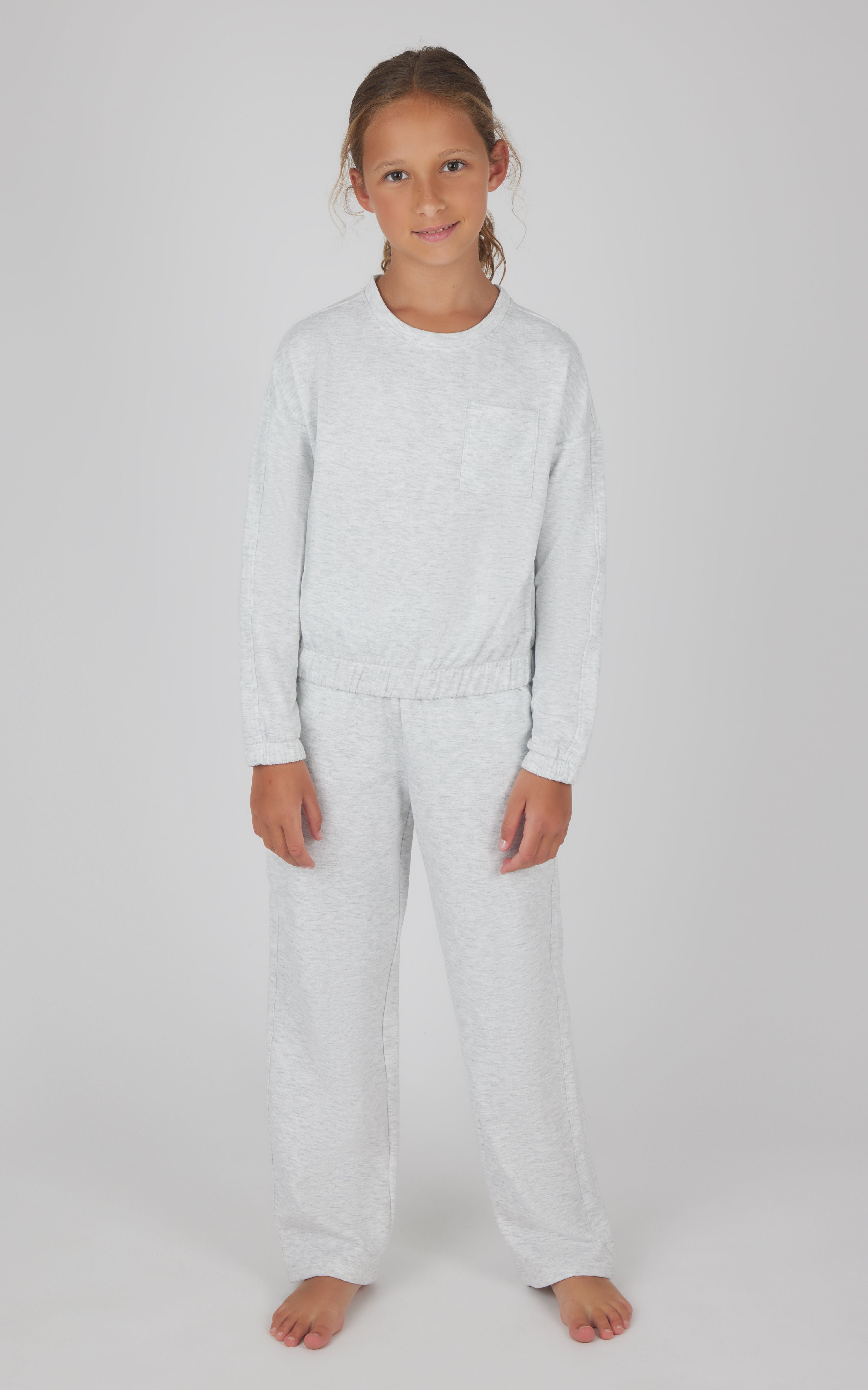 Girls 2 PC Terry Brushed Pullover and Pant Set - 90 Degree by Reflex