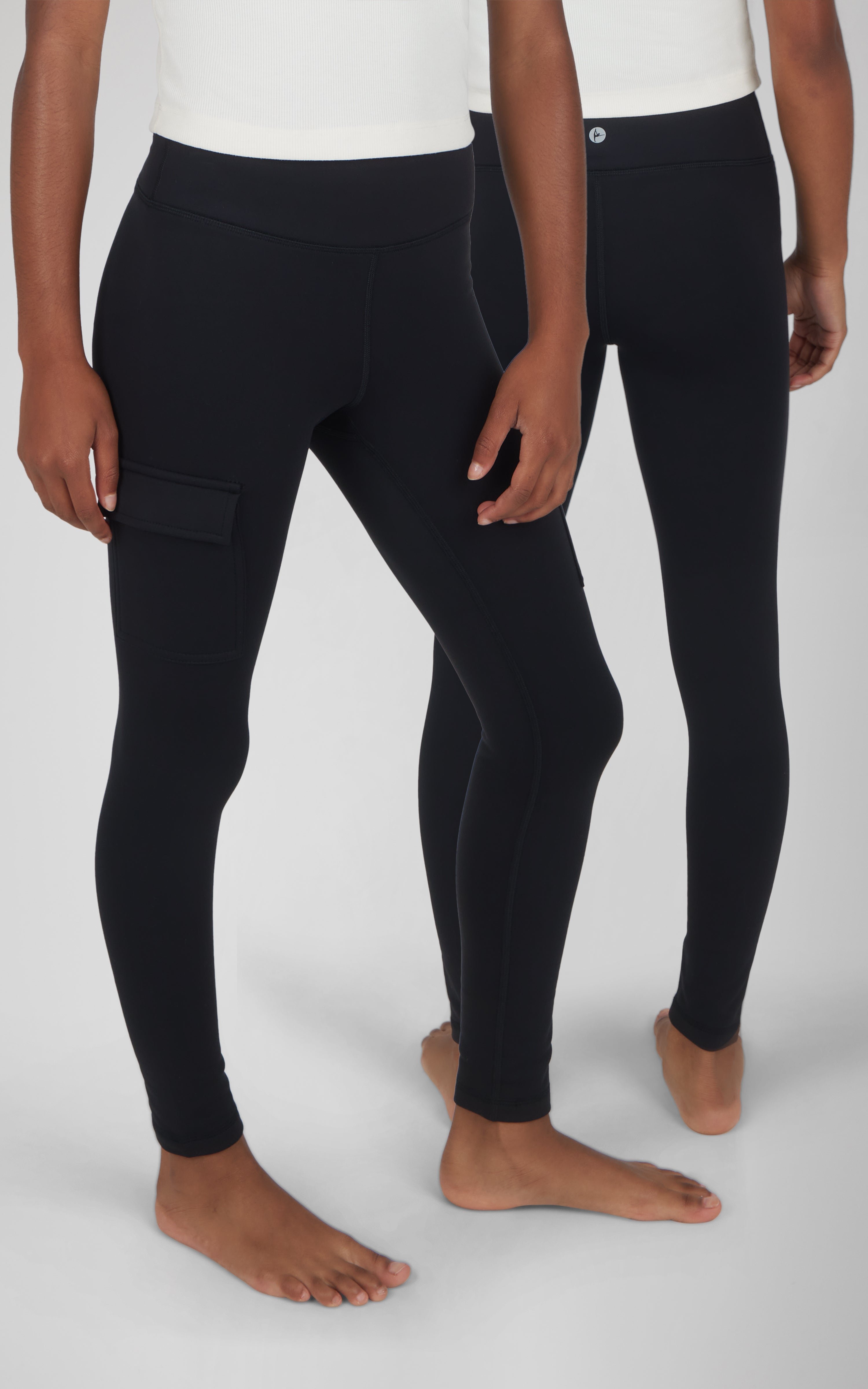 Girls 2 PK Polarlux Everyday Cargo Pocket Legging + Everyday Basic Legging - 90 Degree by Reflex