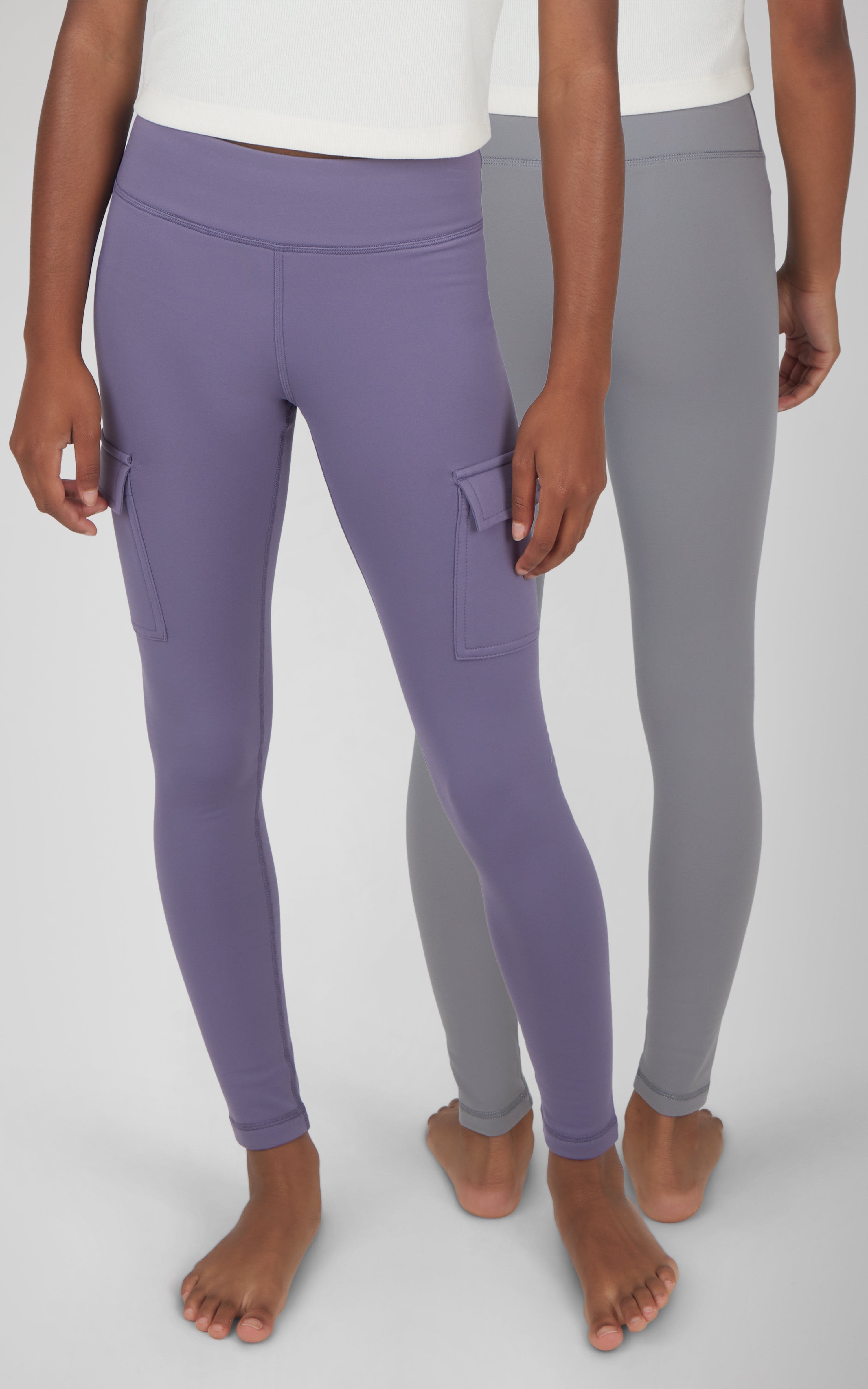 Girls 2 PK Polarlux Everyday Cargo Pocket Legging + Everyday Basic Legging - 90 Degree by Reflex