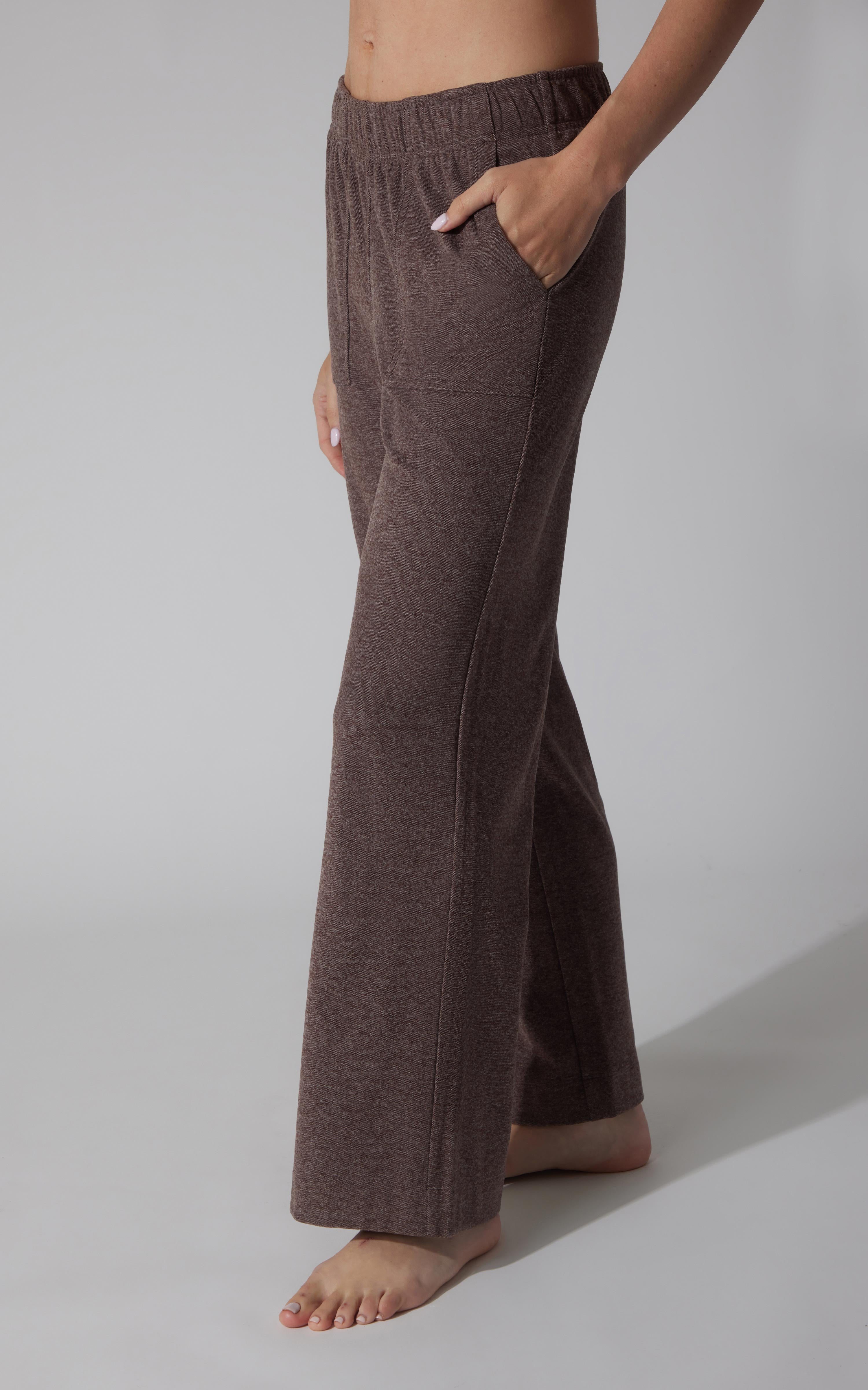 Marled Pique Wide Leg Pant