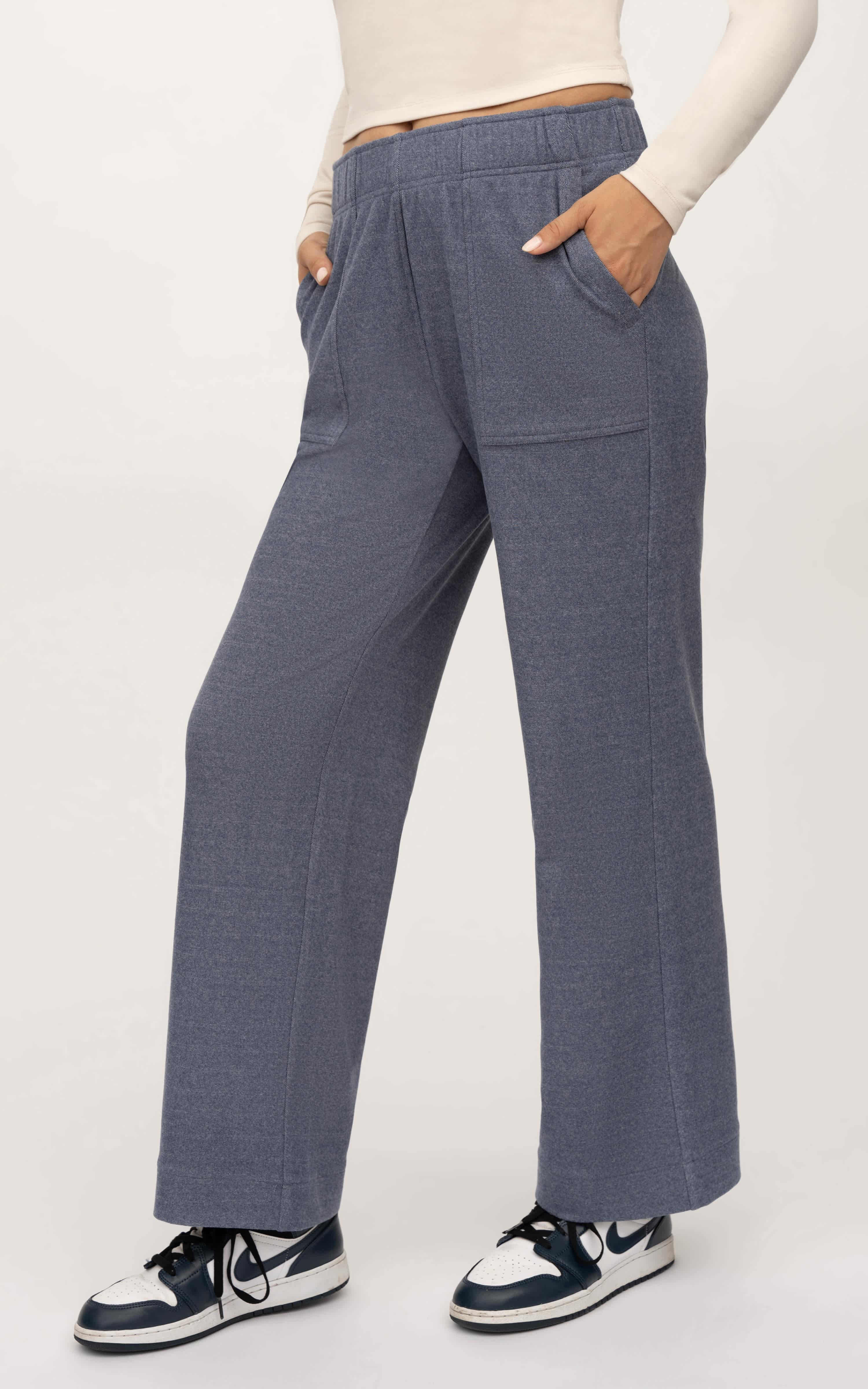 Marled Pique Daisy Wide Leg Pant - 90 Degree by Reflex