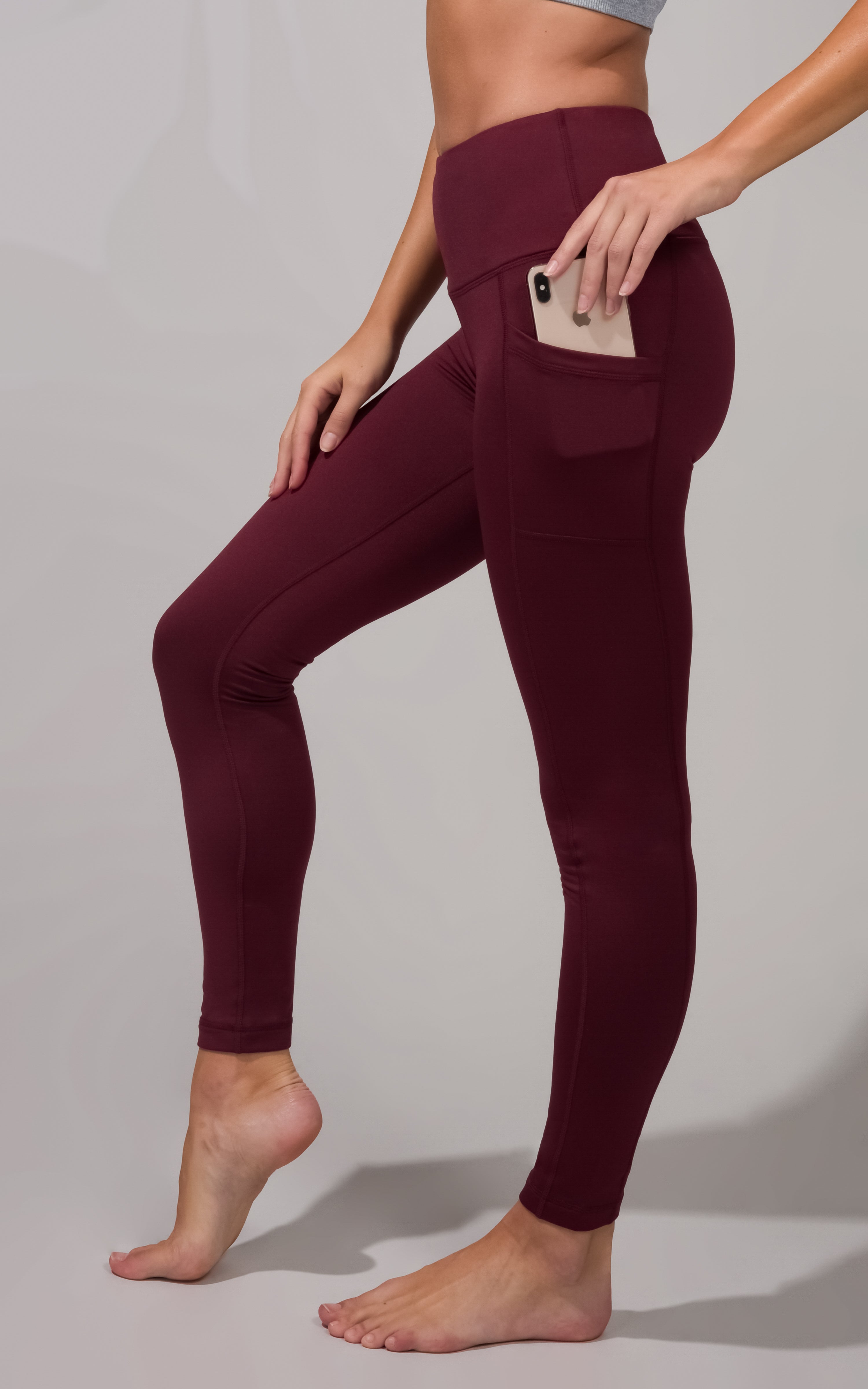 Cold Gear High Waist Fleece Lined Legging with Side Pockets - 90 Degree by Reflex