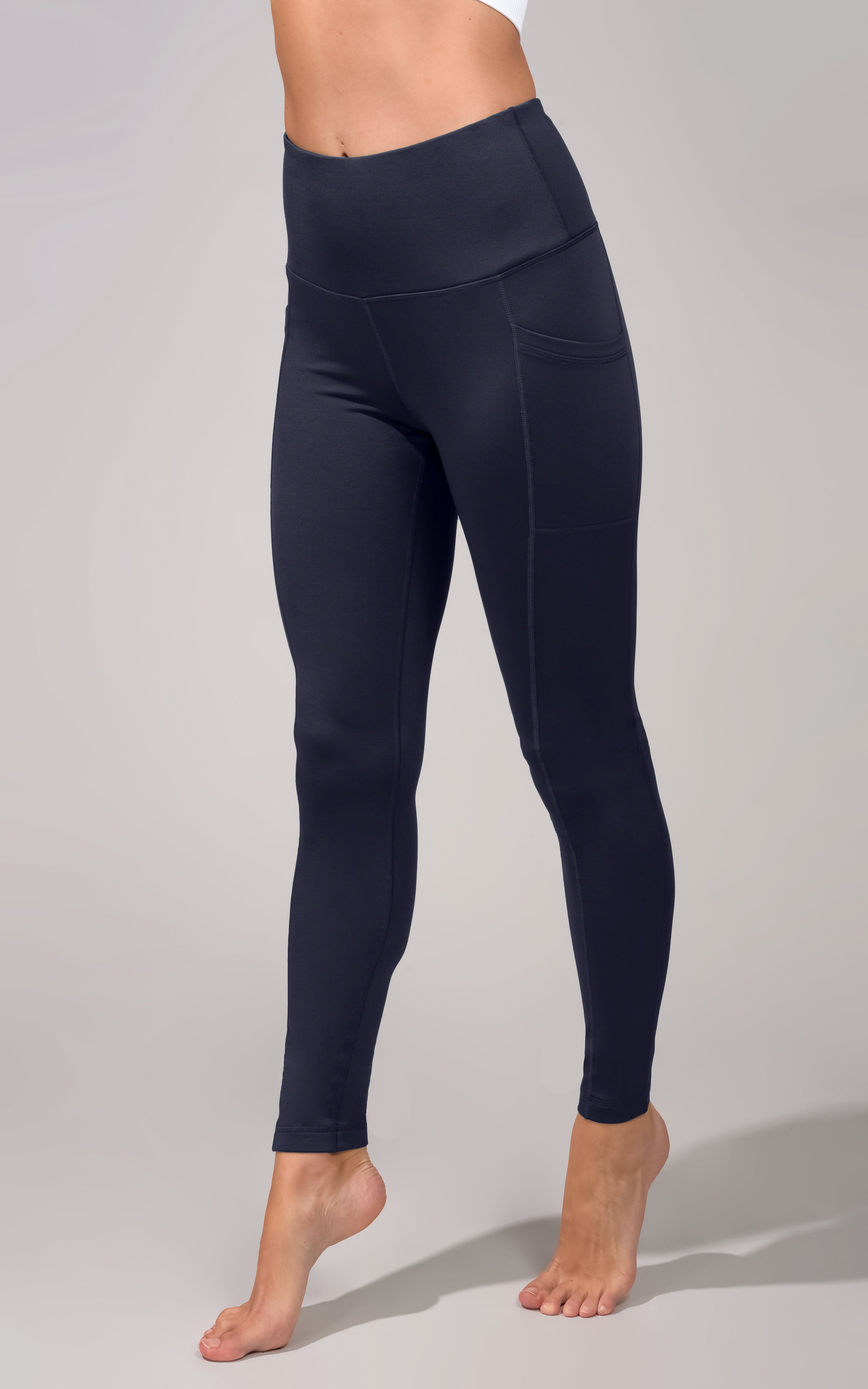 Cold Gear High Waist Fleece Lined Legging with Side Pockets - 90 Degree by Reflex