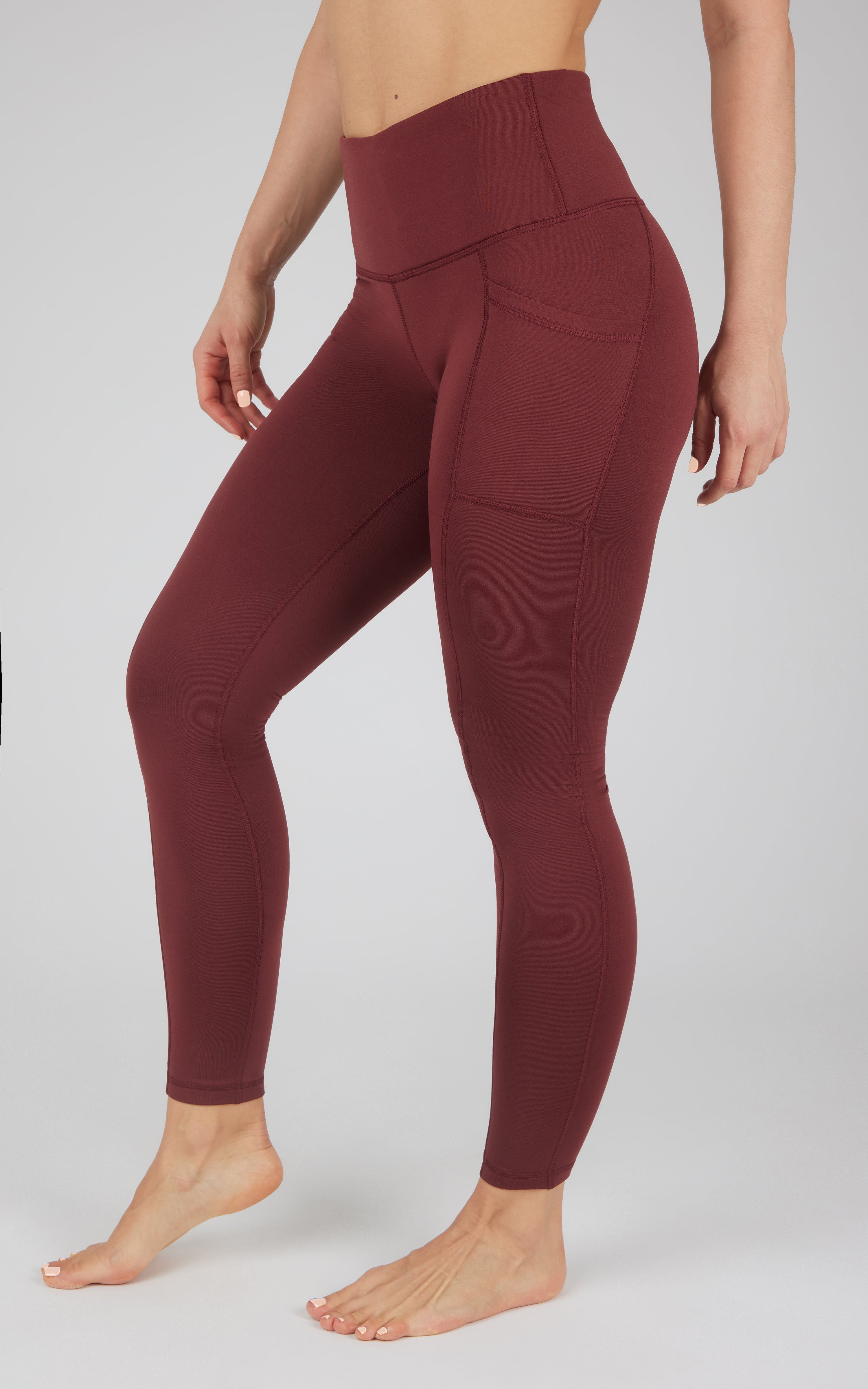 Cold Gear High Waist Fleece Lined Legging with Side Pockets - 90 Degree by Reflex