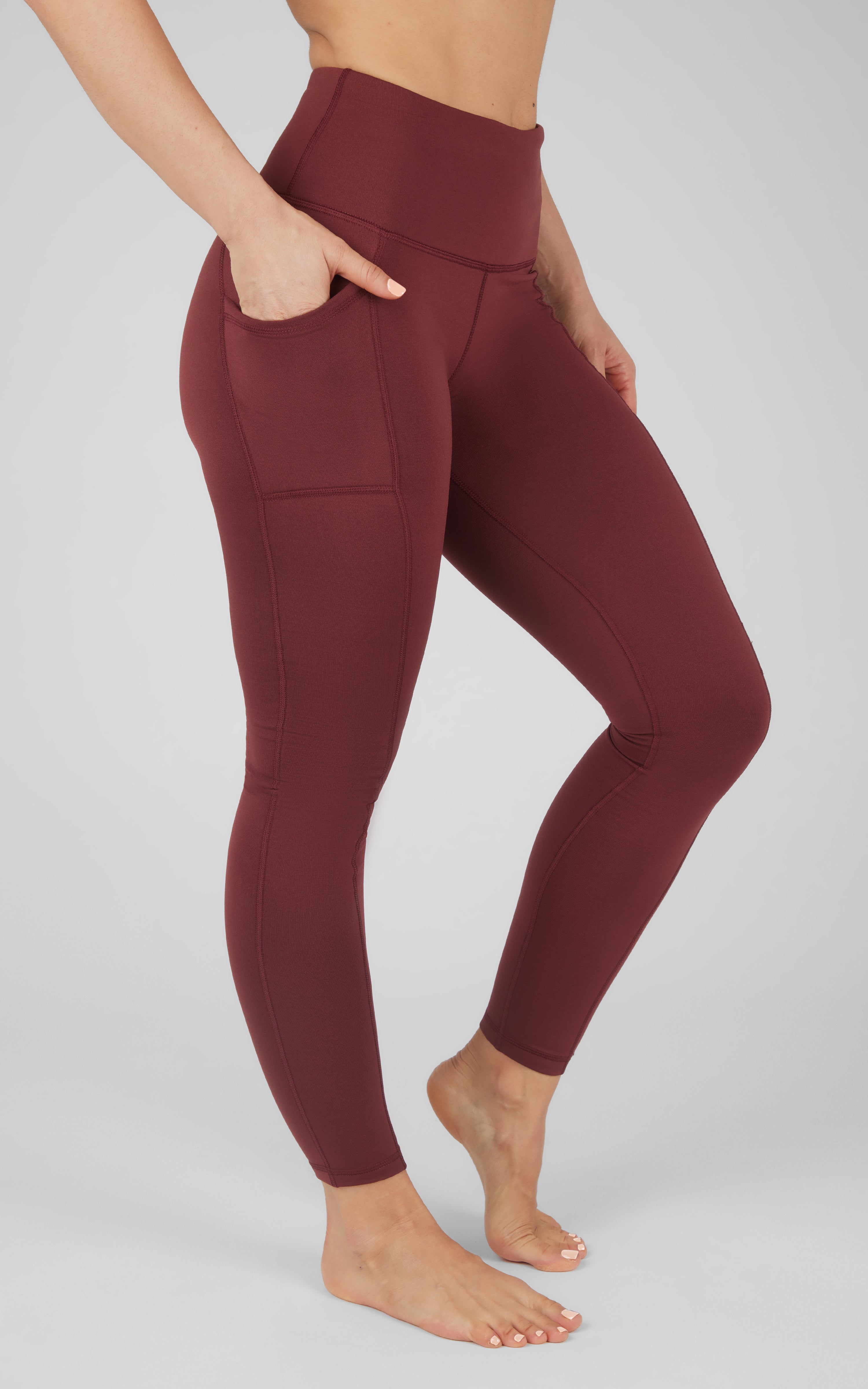 Cold Gear High Waist Fleece Lined Legging with Side Pockets - 90 Degree by Reflex