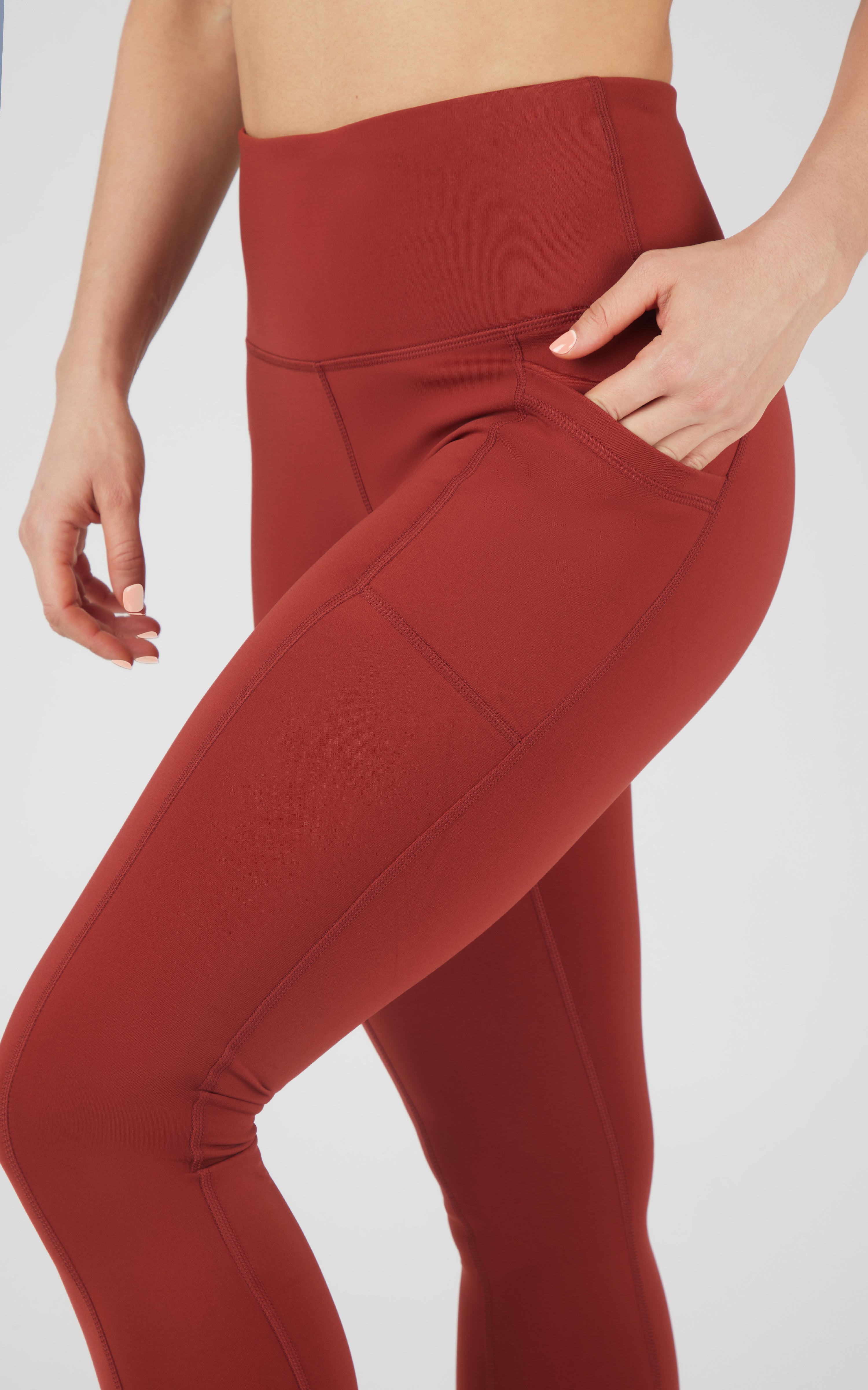 Cold Gear High Waist Fleece Lined Legging with Side Pockets - 90 Degree by Reflex