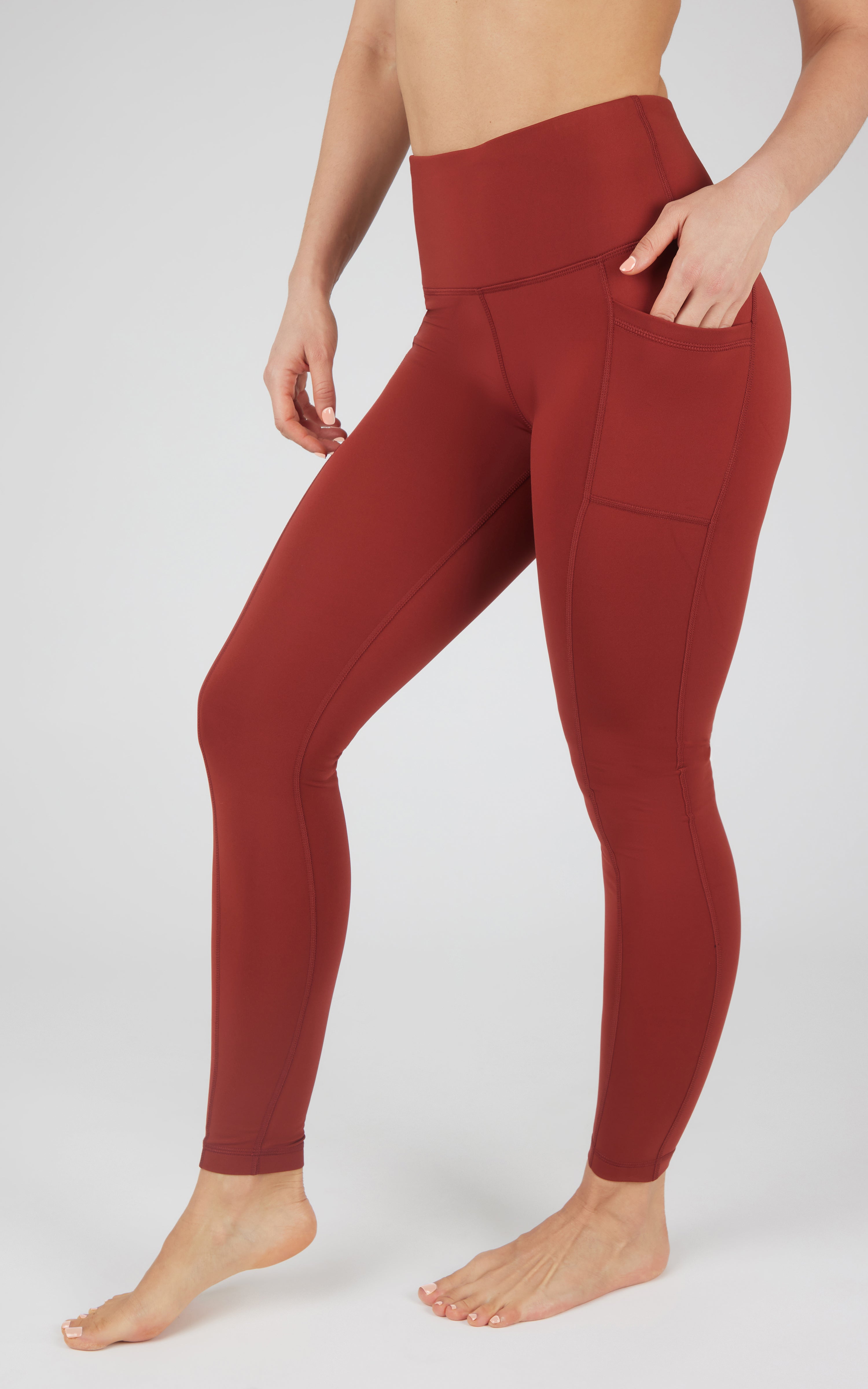 Cold Gear High Waist Fleece Lined Legging with Side Pockets - 90 Degree by Reflex